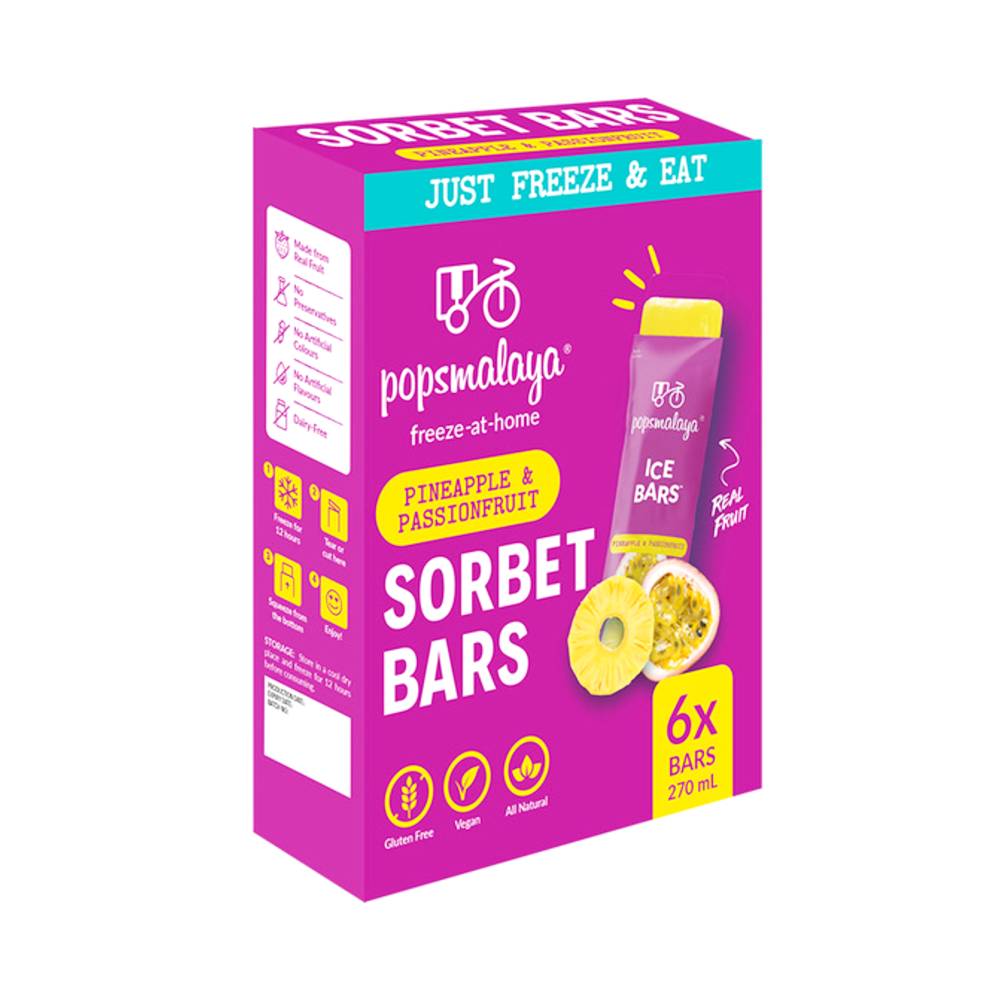 Popsmalaya Sorbet Passion Pineapple (6 x 45ml) 270ml